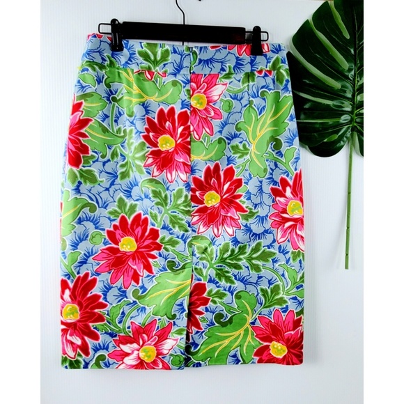 Talbots floral print A-Line skirt back slit 6 - Picture 2 of 7